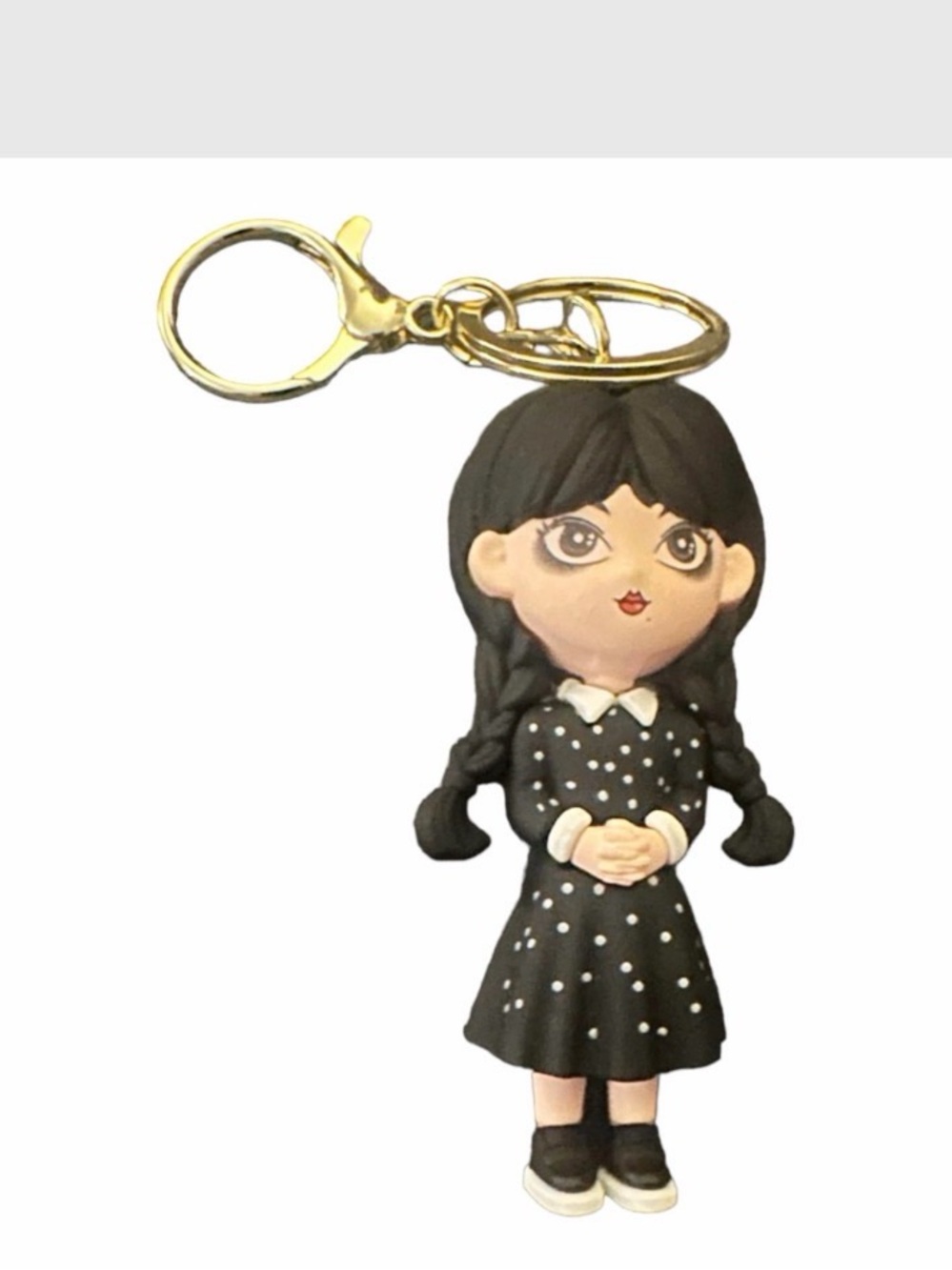 Wednesday Addams Black Polka Dot Girl Keychain - Cute Woman Accessories